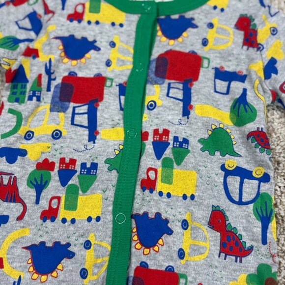 Lily & Jack Baby Romper 0-3 Months Gray Dinosaurs & Trucks Print - Picture 2 of 4